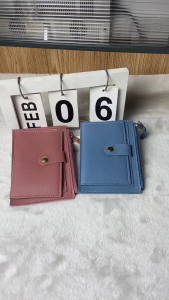 Korean womens PU card holder wallet | zipper coin purse | 6 card slots