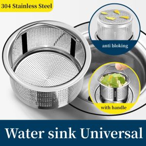 Stainless Steel Kitchen Sink Strainer Plug 99%  Sink Drain Cover Filter Basket With Handle Waste Filter Mesh Kitchen Accessories