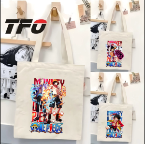 TFO Tote Bag One Piece the Straw Hat Pirates Monkey D. Luffy Versatile Ideal for College School