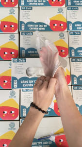 Găng Tay Cao Su Không Màu PHANGIA 1 Hộp (100 cái) | Không Bột Không Mùi Cao Su Non