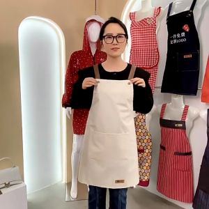 3 วันจัดส่ง ผ้ากันเปื้อนผ้าฝ้ายแท้สี่สไตล์สไตล์ญี่ปุ่นเสื้อผ้าทำงานนุ่มทนน้ำมันผ้ากันเปื้อนซิปแขนกุดปรับได้ 3 วันจัดส่ง