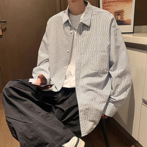 Youth Feel Wear Blue Stripes Long Sleeves Shirt Mens 2024 Spring New Arrival Japanese Leisure Shirt Couple Coat