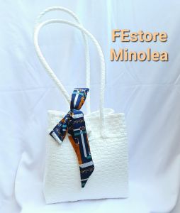 SHOULDER BAG WOVEN - TAS ANYAMAN HANDMADE DENGAN HANDLE PANJANG SIZE S WARNA POLOS PINK HITAM PUTIH