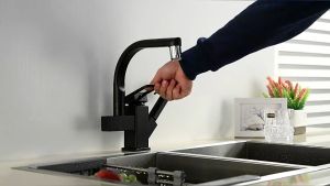 304 Stainless Steel Pull Out 2 in 1 360° Rotate Kitchen Faucet Kitchen Sink Water Saving Tap Kitchen Faucet with Flexible Hose Brass Body Kitchen Sink Faucet Cold and Hot Pull Down Pull Out Stainless Faucet for Kitchen Faucet for Sink with Sprayer