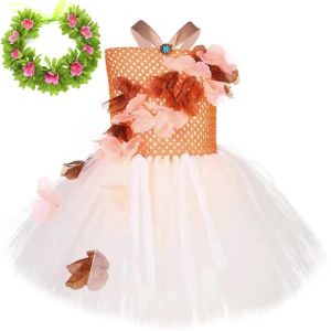 Kids Ocean-Themed Princess Dress Floral Decorated Tulle Tutu Outfit Set Perfect for Birthdays Halloween Stage Performances