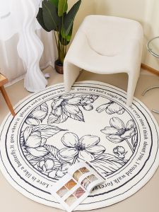 Nordic Luxury round Carpet Thickened Basket Pattern Bedroom Living Room Floor Mat Polyester Fiber Modern Simple Style Home Decor