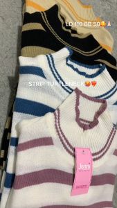 Outfit Wanita Keren: Strip Sweater Rajut Wanita Korea Style