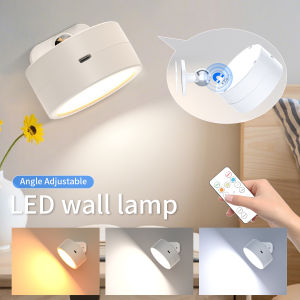 3-color/RGB LED Remote Control Wall Light Touch Wall Light 360 Degree Rotating Wall Light Wireless Night Light Bedroom Lighting