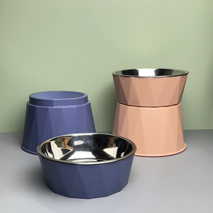 DEARYOYO 3Height Cat Food Bowls Stainless Steel Elevated Pet Bowl Durable Nontoxic Nonslip Neck Guard Dog Bowls With Stand Puppy Feeder
