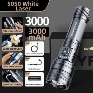 SKY FIRE | High Intensity Rechargeable Super Bright Long Range Portable Long Lasting Home Multi-Function Tactical Flashlight