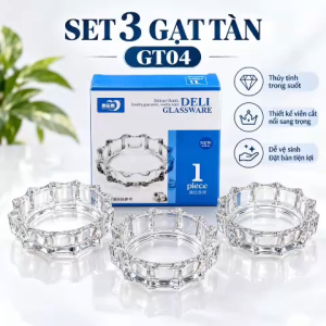 Set 3 Cái Gạt Tàn Thủy Tinh GT04 Hình Hoa Vintage Floral Glass Ashtrays Trong Suốt Cao Cấp