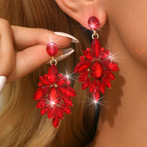 1 pair of alloy glass leaf style earrings for womens art festival performance ball style socialite earrings for women