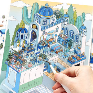 Kawaii Luxury Castle 3D Desert Castle Landscape Sticker DIY Pocket Cabin Scene Christmas gifts 