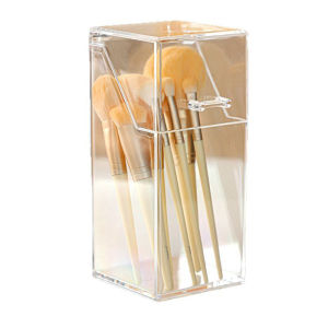 Hộp Đựng Cọ Trang Điểm Bằng Acrylic Trong Suốt Nắp Lật Chống Bụi Để Bàn Đựng Dụng Cụ Làm Đẹp Giá Để Bút Kẻ Mày