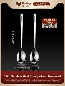 Snainy | Food Grade 316 Stainless Steel Long Handle Personal Use Home Elegant Soup Spoon