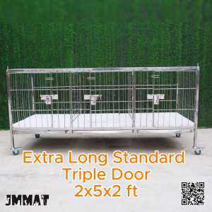 2x5x2 ft – Extra Long Standard Triple Door 304 Stainless-Steel Heavy-Duty Cage - Dog Cage/Crate - Pet Cage