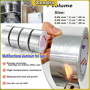 ZEO Aluminum foil tape HighTemperature Heat Shield Resistant Waterproof and Stain Resistant Length 20m