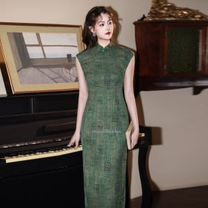 SUCHENGYIHONGYAN | Green Chinese Style Sleeveless Versatile Dress