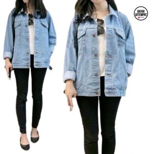 Jaket Jeans Wanita Biru Muda Bioblitz M~Xxxl Jacket Denim Tebal Perempuan