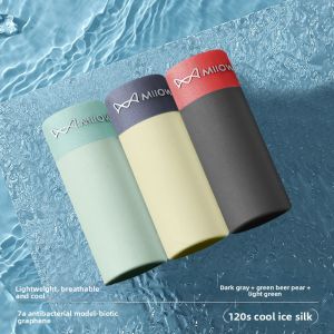 MiiOW | Mens Ice Silk Briefs Summer Thin Flat Angle Shorts Seamless Nylon Fabric Comfortable Breathable Underwear For Young Men