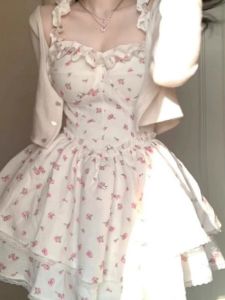 Sisi Sauce Super-Fairy Floral Princess Dress Waist-Tight Slim Looking Lace French Lace Ballet Style Dress Pettiskirt Summer