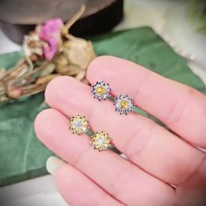 Huitan Chic Sweet Flower Stud Earrings for Women Simple and Stylish Earrings New Trendy Jewelry Accessories Female Gifts