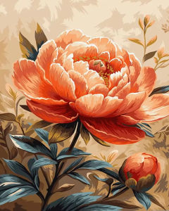 KAYOU | Painting By Numbers Paint Decorative Paintings Peach Peony Bloom Canvas Painting for Adults Coloring By Numbers Diy Gift