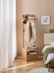 WEISHA | Multifunctional Bedroom Wood Hat Rack with Storage Bedside Table