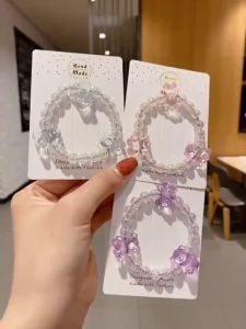Crystal Bear Bracelet Hand Chain Hair Tie Round Women Cartoon