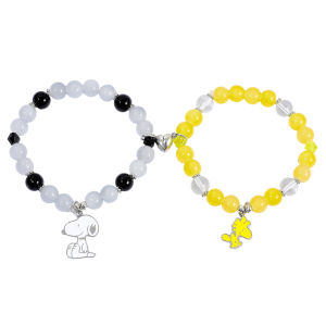 Bandai | 2pc Snoopy And Woodstock Magnetic Couple Bracelet Set Matching Beaded Friendship Accessories