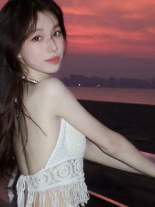 chaqi | Áo ba lỗ không tay thiết kế hở lưng đi biển phong cách Thái Lan dành cho nữ Áo khoác ngoài có đệm ngực không dây cổ treo