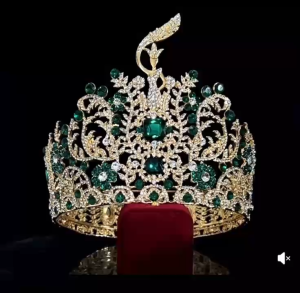 Miss Grand International 2023 Round Queen Crown for Pageant Events Ball Rhinestone Crystal Tiaras