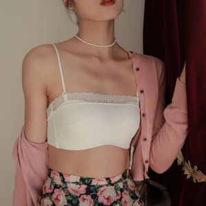 Yi Material Anti-Exposure Intimates Womens Wireless Thin Strapless Tube Top White Big Chest Small Bra Summer