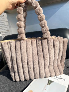 Plush Tote Bag Womens Winter New Style Single Shoulder Handbag Commuter Bag Large Capacity Soft Fluffy Casual Simple Design