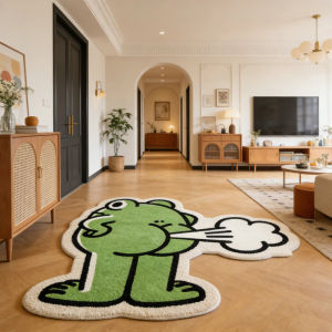 VIKAMA Ins Wind Weird Fart Frog Shaped Carpet Bedroom ChildrenS Room Decoration Carpet Soft And Comfortable Home Decoration
