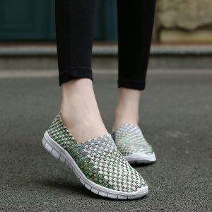 Comfortable Handwoven Breathable Sporty Women's Slip-On Casual Shoes Elastic Band Closure Flat Bottom Traditional Cloth Shoes