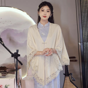 Young Girls Purple Improved Cheongsam Dress Artistic Long Style Short Sleeve Low Slit Daily Wear Polyester Fiber Summer 2025