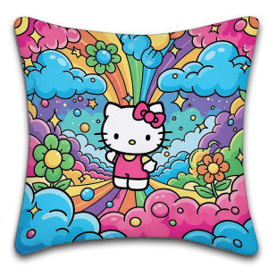 Sanrio | Sanrio HELLO kitty Pillow Covers Cartoon Sofa Decorative Home Double-sided Printing Short Plush Cushion Cover Christmas gifts