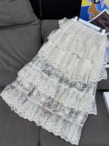 Romantic 3D Lace Embroidery Half Skirt Womens Fashion Commute Style Midi Skirt Summer 2024 VCR*AN Series