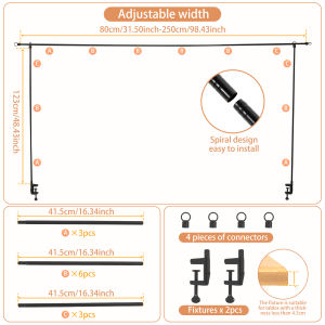 Over The Table Rod Stand with Clamps Adjustable 31"-98" Width Table Arch Stand Hanging for Decoration Wedding Birthday Christmas