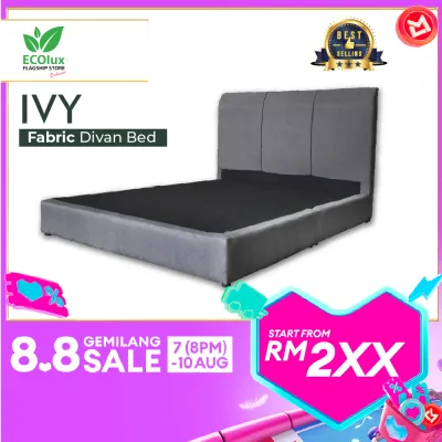 ECOlux - Ivy Divan Bedframe | Bed Frame | Dark Grey | High Quality Fabric