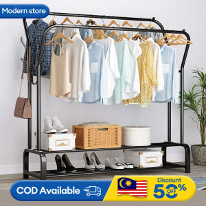 Single / Double Pole Clothes Hanging Rack Cloth Hanger Cloth Rack Penyidai Baju Rak Baju Metal Folding Clothing Hanger Rack
