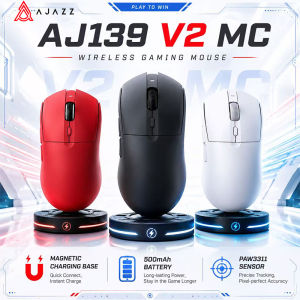 AJAZZ | AJAZZ AJ139 V2 MC Wireless Gaming Mouse with RGB Magnetic Charging Base 24000DPI Bluetooth/Wired Mice PC Gamer PAW3311