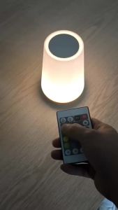 Jacksun RGB Night Lamp Desk Lamp with Remote Control Warm White Light Wooden Base Timing Feature Ships in 24 Hours