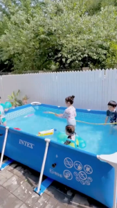 INTEX รุ่นใหม่สระน้ำขนาดใหญ่ 3 ขนาด RECTANGULAR FRAME POOL แถมฟรี3ชิ้น