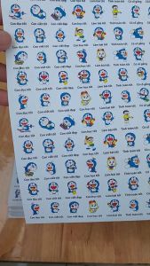 Sticker khen chữ DOREMON 40k 5 tờ A4 x 129 Stick/tờ - Mã A438