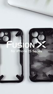 ORIGINAL Case iPhone 15 / Pro / Max Ringke Fusion X / Camo Black Design Hybrid Casing Soft Hard Softcase Hardcase Anti Crack Anticrack