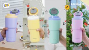 Ly giữ nhiệt LocknLock 480ml Daily Macaron Tumbler LHC3292 - Hàng chính hãng thép không gỉ 316L mở 1 chạm - JoyMall