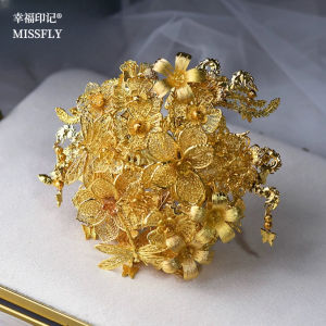Vàng Tay Cầm Hoa Cưới Trung Quốc Hợp Kim Tinh Tế Hoa Trang Trí Cho Váy Cờ Phong Cách Truyền Thống Trung Quốc Phụ Kiện Cưới