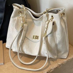 Casual Soft Surface Retro High Capacity Multi-Layer Womens Bag Fashionable Chain Shoulder Underarm Bag PU Material Zipper Closure